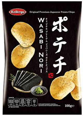 Oryginalne chipsy ziemniaczane Koikeya Wasabi Nori 100g z Japonii